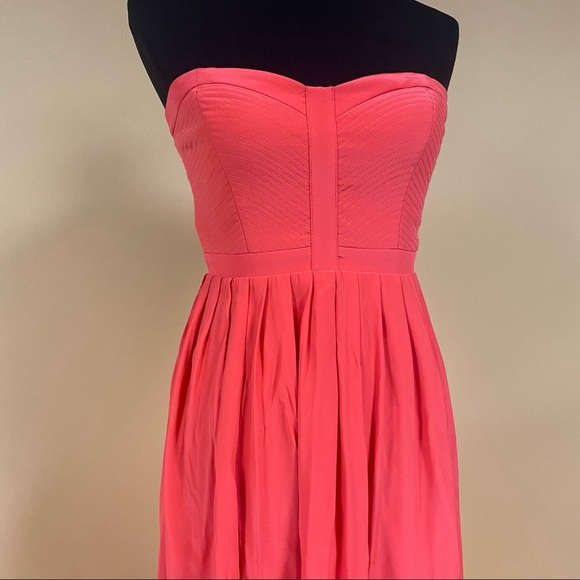 Parker Bayou Dragon Fruit Coral Strapless Silk Gown Maxi Dress Size S - Picture 3 of 12